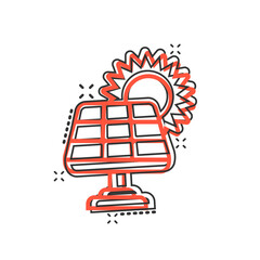 Solar panel icon in comic style. Ecology energy cartoon vector illustration on white isolated background. Electrician splash effect sign business concept.