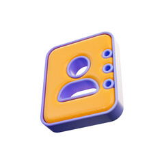 realistic glossy user contact book icon 3d render concept for address contact phone telephone book