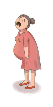 The pregnant woman is crying. The pregnant woman is sad.