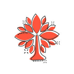 Leaf icon in comic style. Plant cartoon vector illustration on white isolated background. Flower splash effect sign business concept.