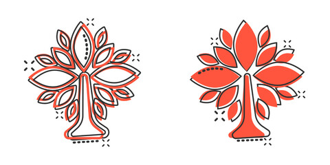 Leaf icon in comic style. Plant cartoon vector illustration on white isolated background. Flower splash effect sign business concept.