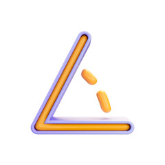 realistic glossy cartoon look angle icon 3d render concept for geometry 45 forty five degree