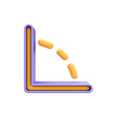 realistic glossy cartoon look angle icon 3d render concept for geometry 90 ninety degree