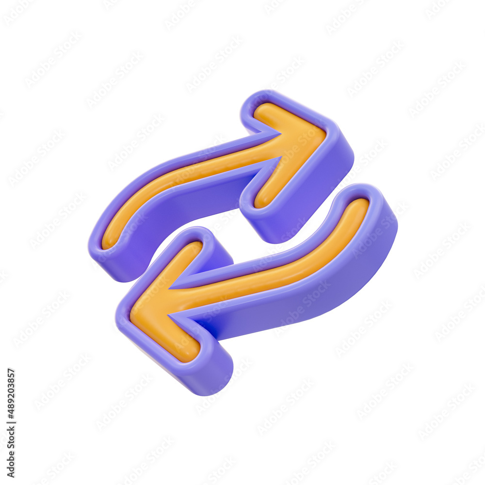 Poster realistic glossy cartoon look rotation mark icon 3d render for refresh arrows raped symbol