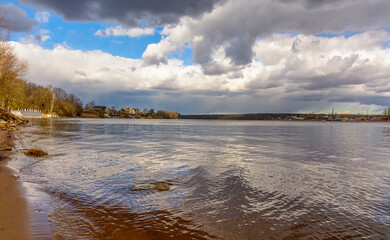 The confluence of river Izhora into river Neva.