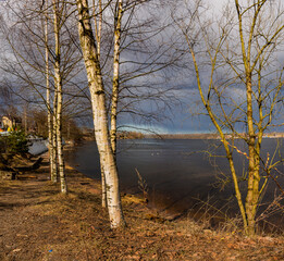 The confluence of river Izhora into river Neva.