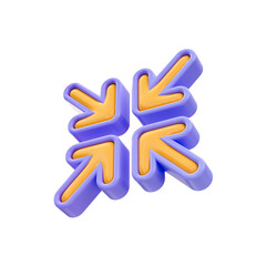 realistic glossy cartoon look arrow minimize icon 3d render for cross extend resize four way