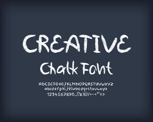 White creative chalk font on dark gray chalkboard