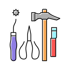 shoes repair tools color icon vector illustration