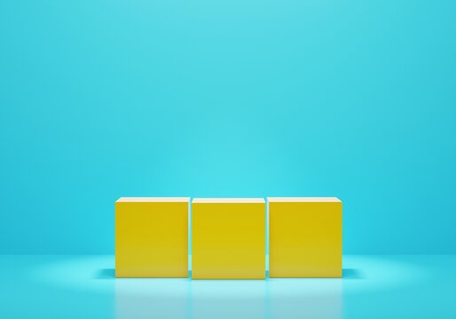 Yellow Product Display Podium. 3d Rendering.