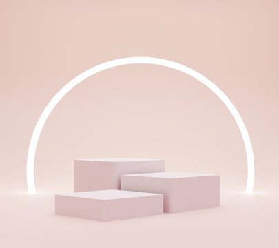 Pink Product Display Podium. 3d Rendering.