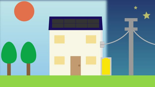 太陽光パネルと蓄電池のある家の一日