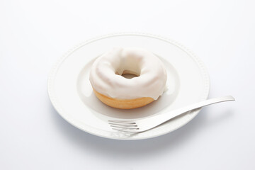 シュガー グレーズド ドーナッツ 白背景