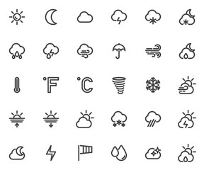 Forecast, weather line icons set