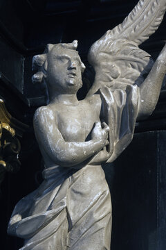Angel statue in the chapel of Our Lady of the Kamenita vrata (Stone Gate) in Zagreb, Croatia