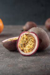 Passion Fruit  on a dark background