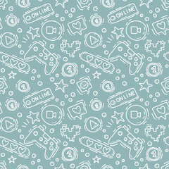seamless pattern with game elements line