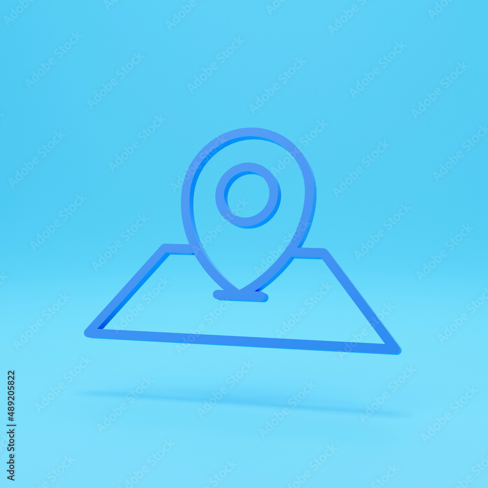 Poster 3d location pin design. 3d location pin for map illustration. landscape location pin in 3d style on 