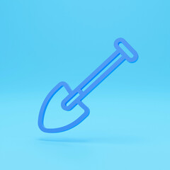 3d render of Showel line icon in trendy style. Stroke pictogram isolated on a colour background.3d illustration of Showel premium outline icon