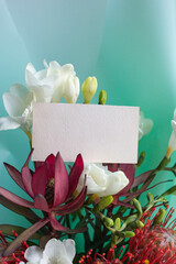 exotic flowers and invitation card