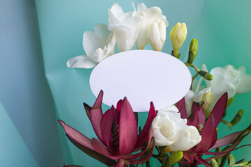 exotic flowers and invitation card
