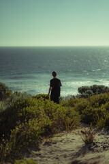 Fototapeta premium person looking upon the ocean