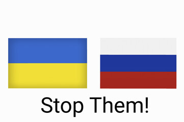 Obraz premium Russian and Ukrainian flags as symbols of war conflict