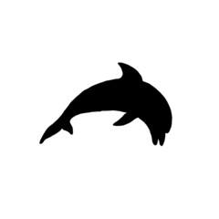 Dolphin silhouette jumping playful aquatic animal doodle vector Illustration.
