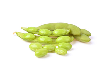 Green soy beans, Edamame isolated on white background.
