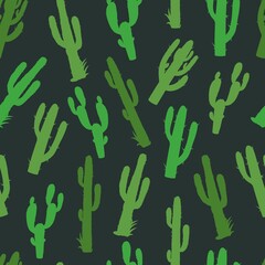 Cactus colorful vintage seamless pattern