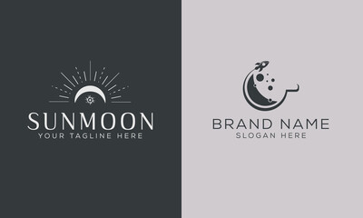 Set of simple moon line icons. Logo for dream, natural moon, mubarak, eid, childhood, moonlight, beach moon. Perfect for web apps and mobile.