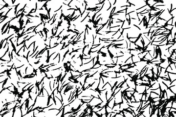Grunge texture of a rough surface with noise, ink, dashes and dirt. Vector illustration. Overlay template.
