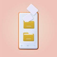 3d smartphone with transfer folders concept. Vector