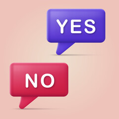 3d Yes and No speech bubbles. Vector