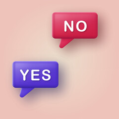 3d Yes and No speech bubbles. Vector