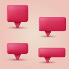 Set of 3d red speech bubbles. Vector