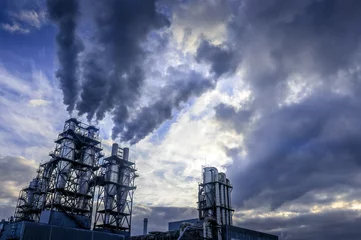 Fotobehang Industrie business cheminée usine fumée co2 carbone environnement   © JeanLuc