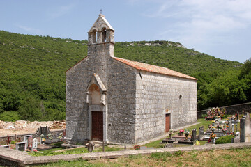 Fototapeta na wymiar Church of Virgin Mary of Lakuc in Draga podno Dvigrada, Croatia