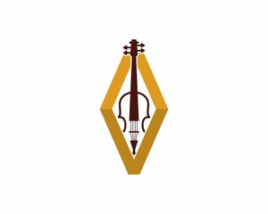 Violin inside the diamond shape logo