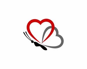 Flying butterfly with love as wings