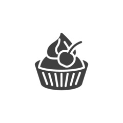Cupcake with cherry vector icon