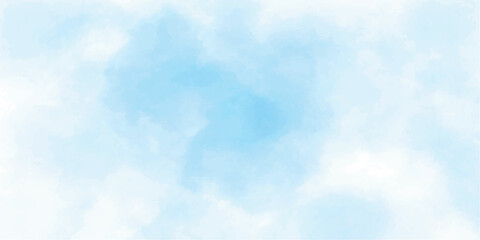 Blue sky and clouds, hand painted abstract watercolor background.  Abstract blue watercolor  background concept, vector.