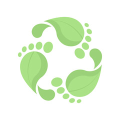 Footprint recycle sign isolated on white background. Vector