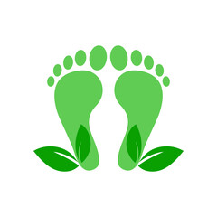 Carbon footprint icon. Green traces of CO2, net zero