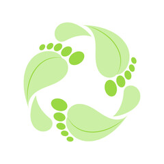Footprint recycle sign, isolated on white background. Reducing the carbon footprint of your life. Vector