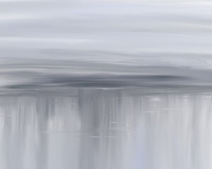 Abstract oil painting landscape with grey sky and water
