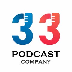 Number 3 with podcast logo template illustration