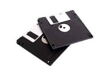 Two floppy disks isolated on white background