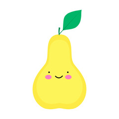 Cute, funny cartoon pear character.