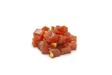 Turkish traditional delight with nuts isolated on white background.